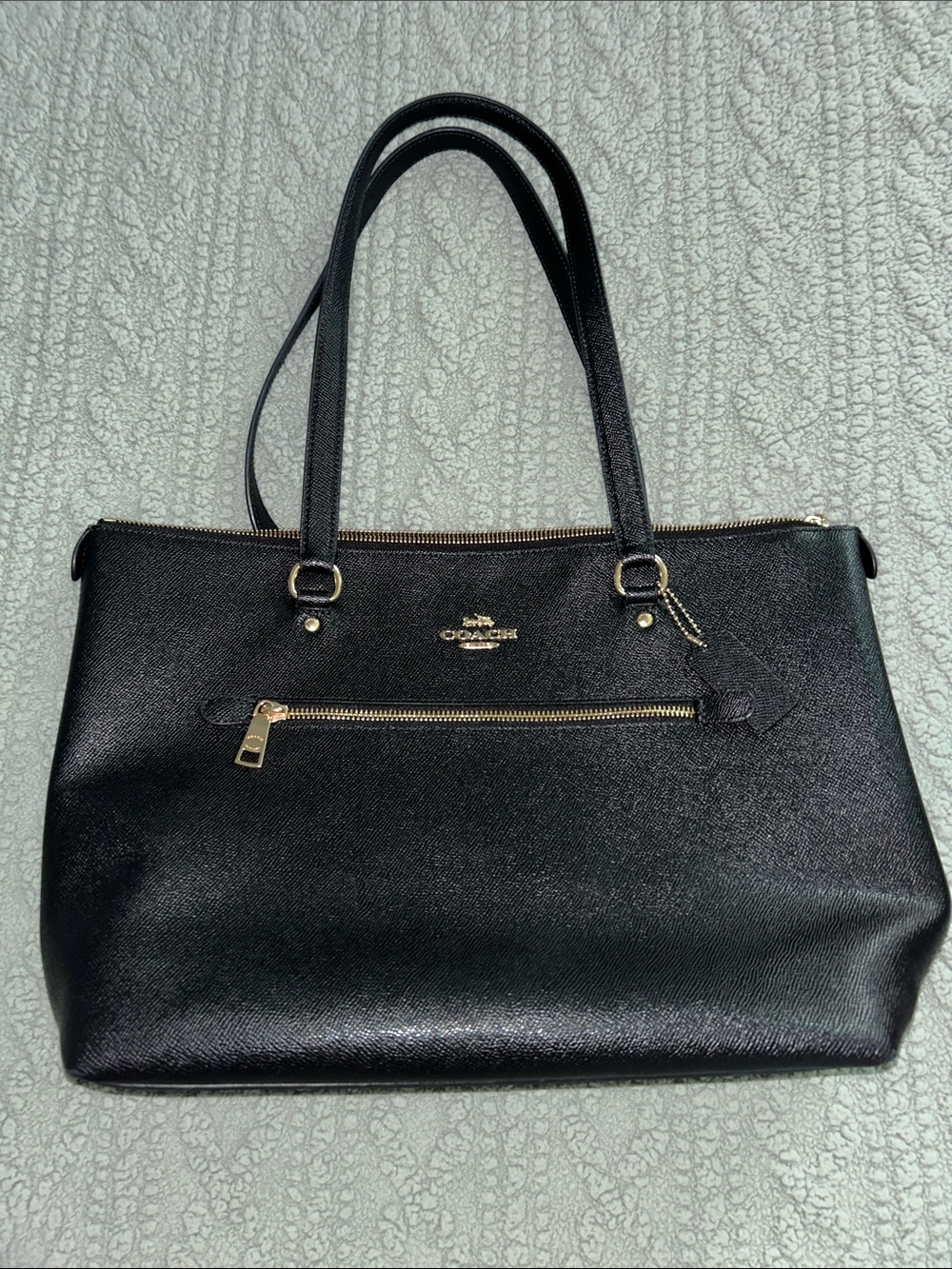 Coach Black Saffiano Leather Tote with Gold Hardware